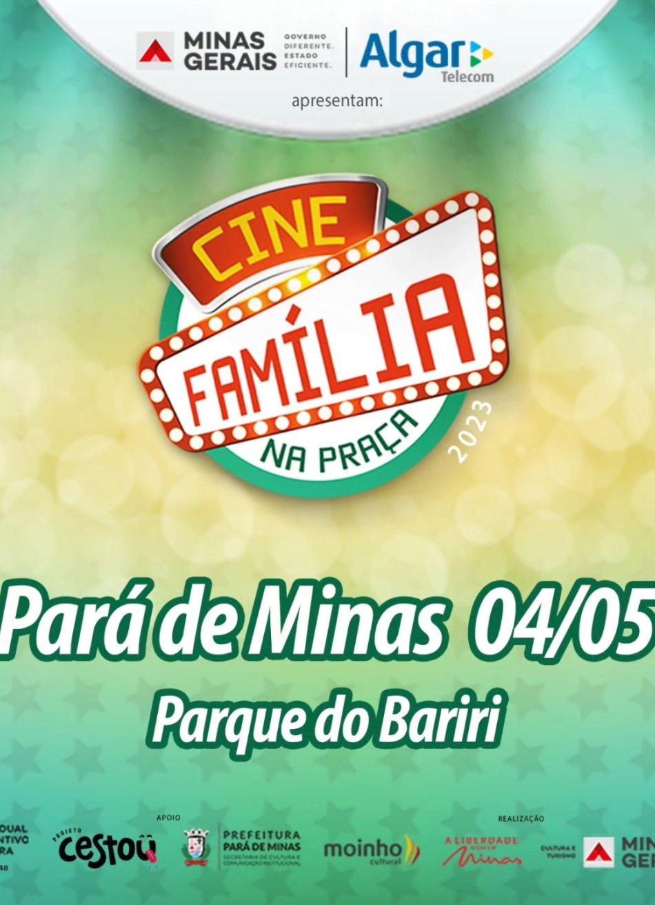 Cine Família na Praça, apresentará ao ar livre os filmes "Turma da Mônica: Laços" e "D.P.A 3 – Uma Aventura no Fim do Mundo".