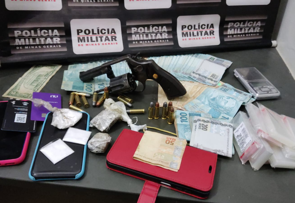 Casal é preso em Bom Despacho com uma arma calibre .38 e drogas