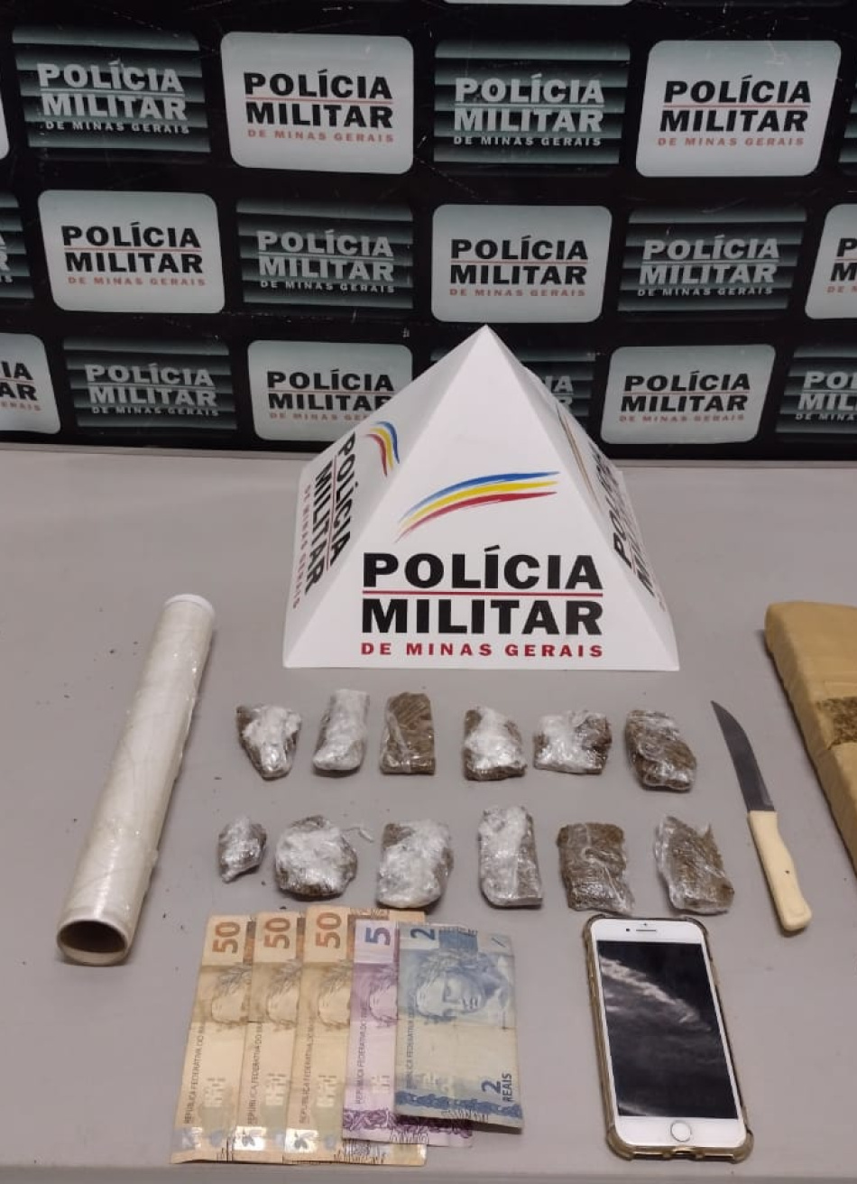 Polícia Militar prende rapaz de 20 anos suspeito de venda de drogas no centro de Pará de Minas