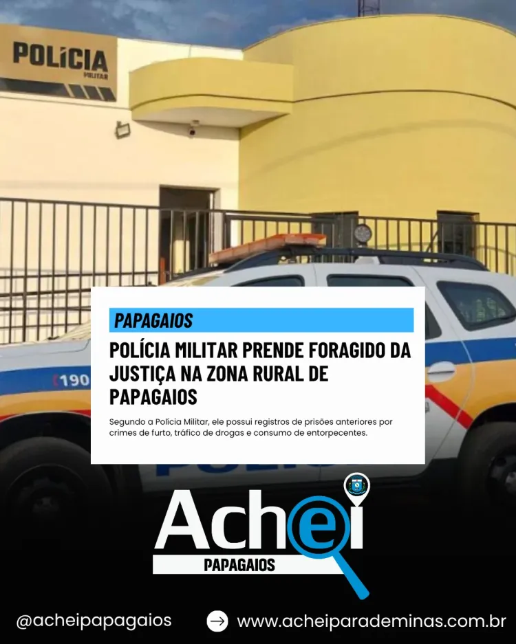 PM prende foragido da Justiça na zona rural de Papagaios