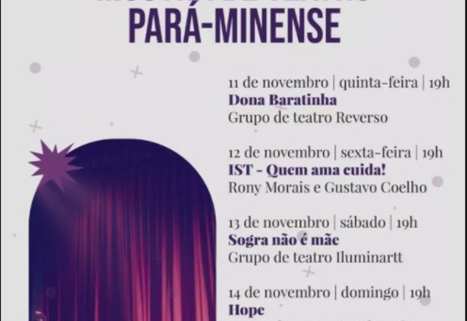 Mostra de Teatro Pará-Minense começa no dia 11 de novembro