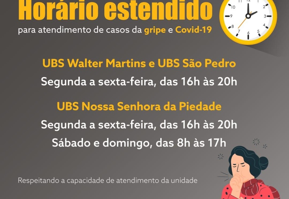 UBS Walter Martins e São Pedro passam a funcionar em horário estendido