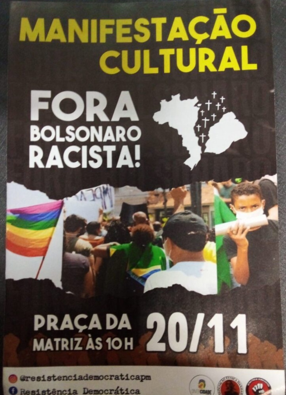 Grupo Resistência Democrática vai realizar neste sábado uma manifestação em Pará de Minas contra o governo do Presidente Jair Bolsonaro