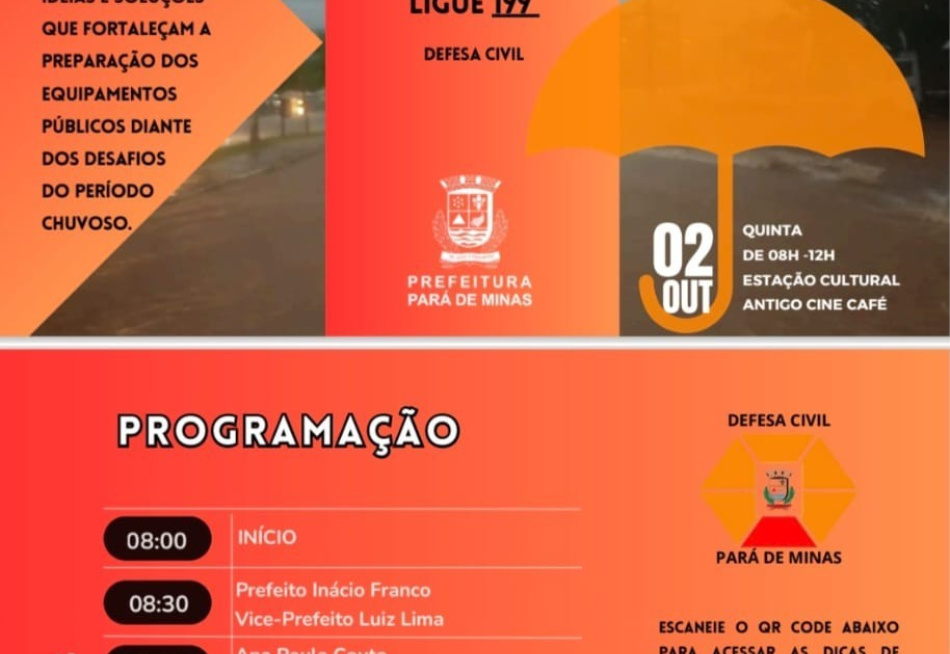 Prefeitura promove 1º Seminário sobre o Período Chuvoso em Pará de Minas