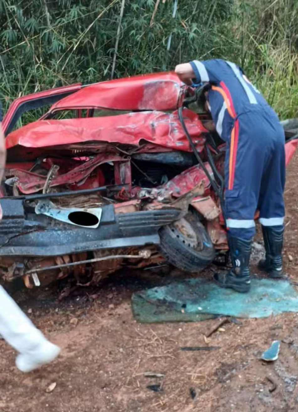 Colisão entre carro e caminhão na MG-176, em Luz, resulta em duas mortes