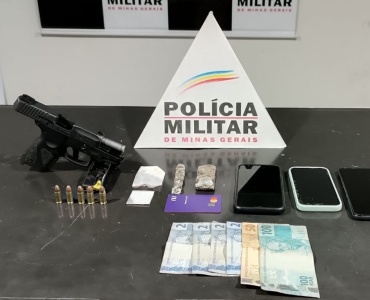 PM prende suspeito com arma de fogo irregular e grande quantidade de drogas.