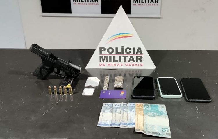 PM prende suspeito com arma de fogo irregular e grande quantidade de drogas.