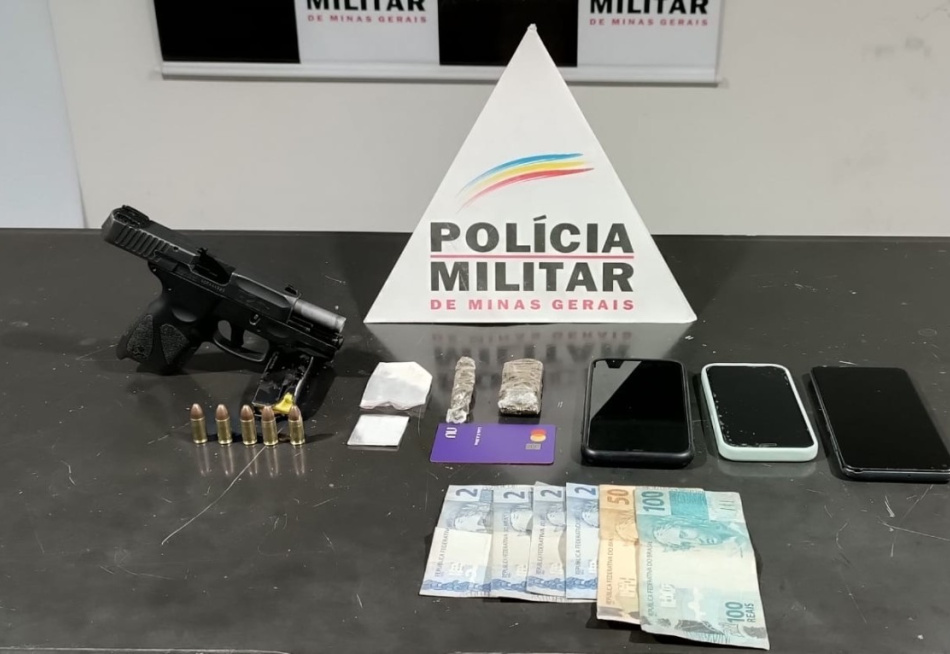 PM prende suspeito com arma de fogo irregular e grande quantidade de drogas.