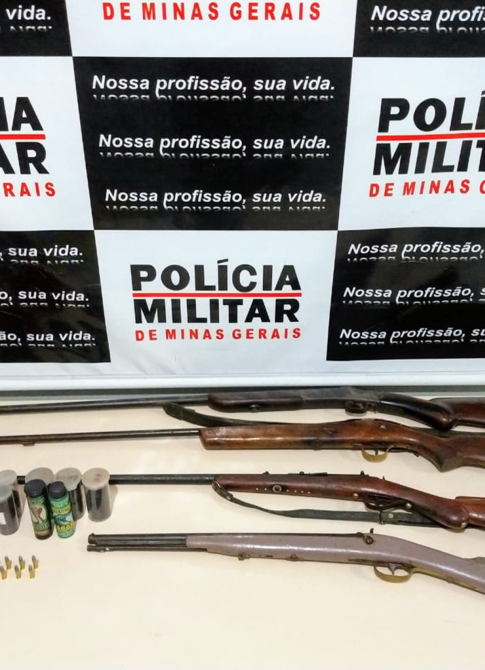 Armas de fogo e munições são apreendidas em Santo Antônio do Monte