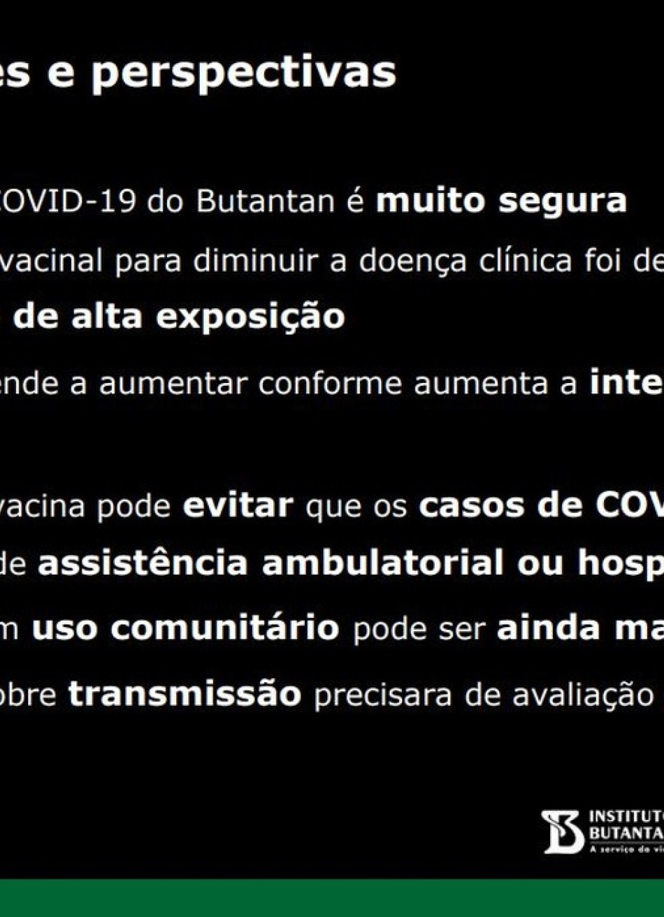 Testes feitos no Brasil pelo Instituto Butantan mostram que a vacina CoronaVac tem eficácia global de 50,38%