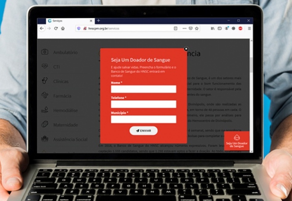 HNSC cria site para facilitar a doação de sangue para o hospital
