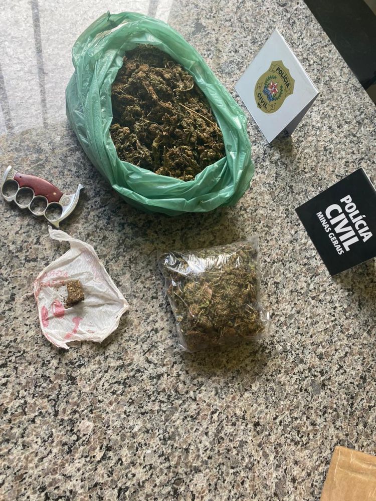 Jovem de 17 anos é apreendido pela Polícia Civil em Formiga com um quilo de maconha e 500 gramas de skunk