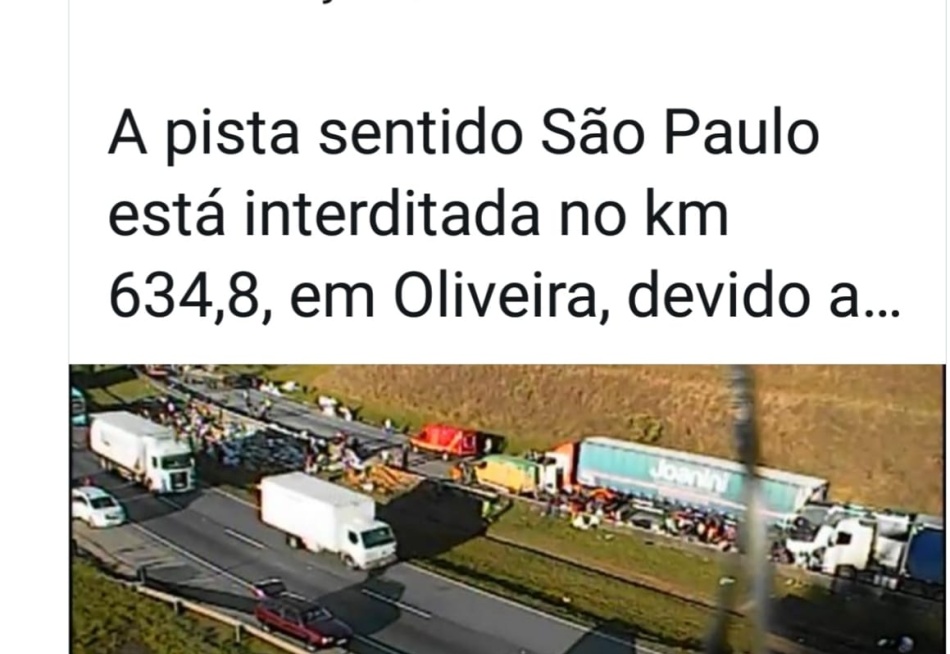 Acidente envolvendo quatro caminhões e dois ônibus na rodovia Fernão Dias, próximo de Oliveira, deixa 20 pessoas feridas