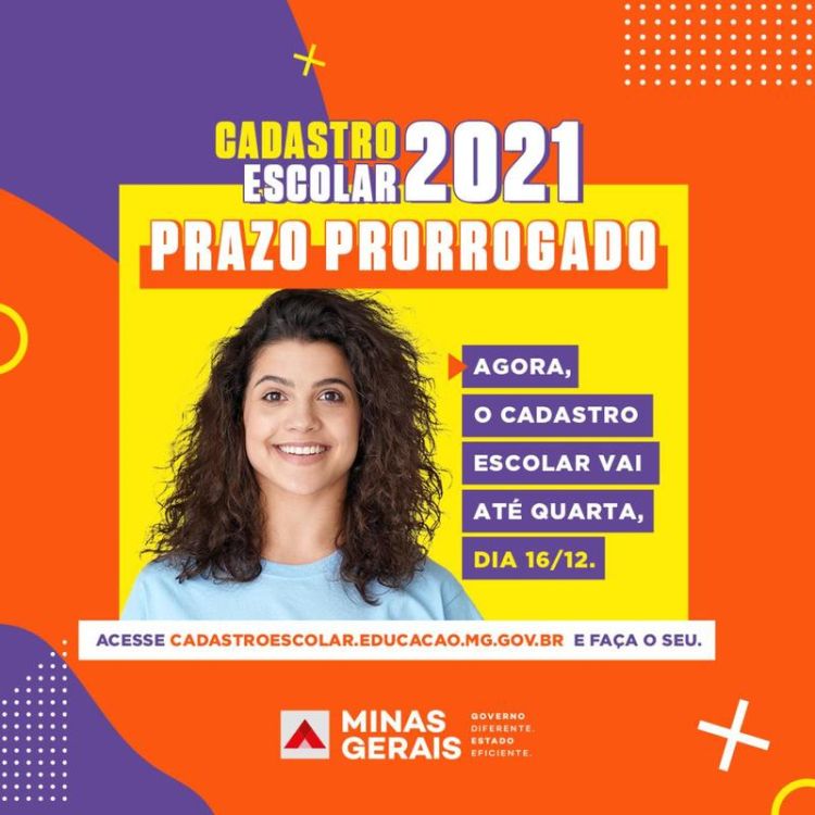 Governo prorroga até a próxima quarta-feira prazo do cadastro escolar na rede pública de ensino de Minas Gerais