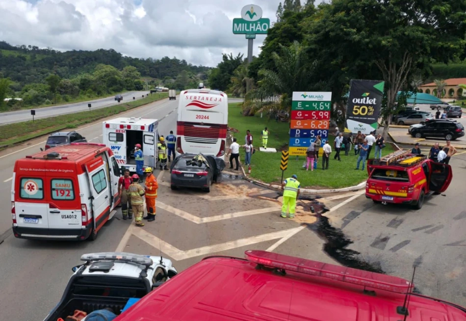 Colisão entre carro e ônibus deixa uma vitima fatal e uma gravemente ferida.
