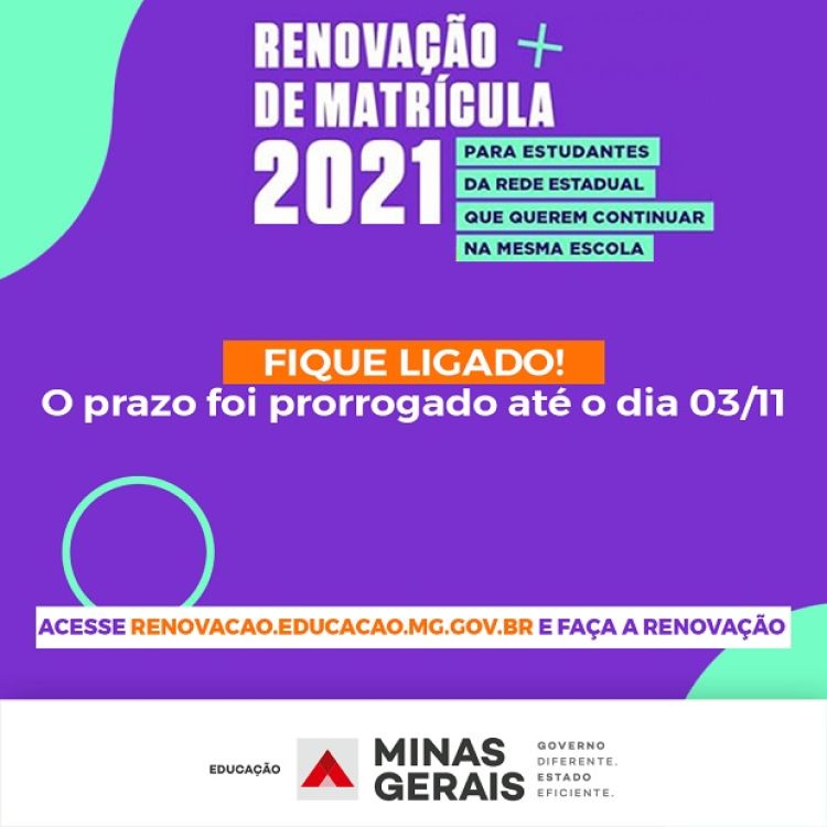 Governo prorroga até o dia 3 de novembro o prazo para a renovação de matrícula na rede estadual de ensino